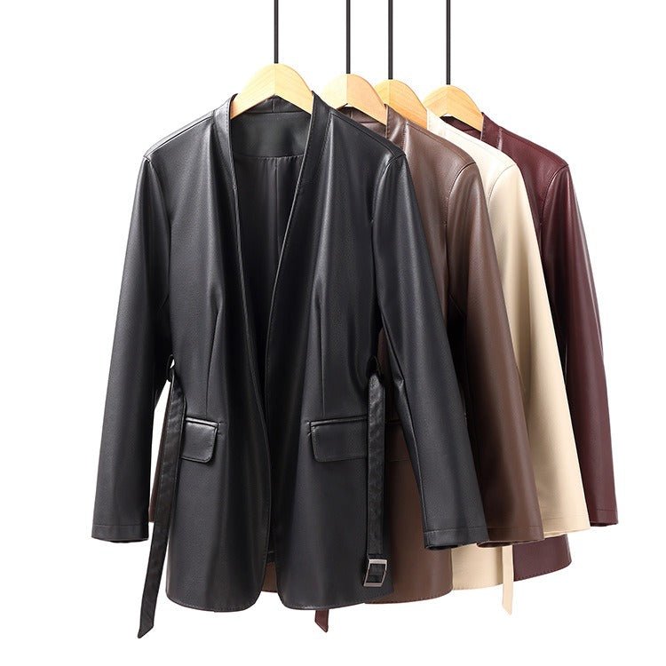 CELINA™ HANDMADE LEATHER BLAZER (Black XS) - | Zavonix