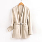 CELINA™ HANDMADE LEATHER BLAZER (Cream XS) - | Zavonix