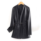 CELINA™ HANDMADE LEATHER BLAZER (Black XS) - | Zavonix