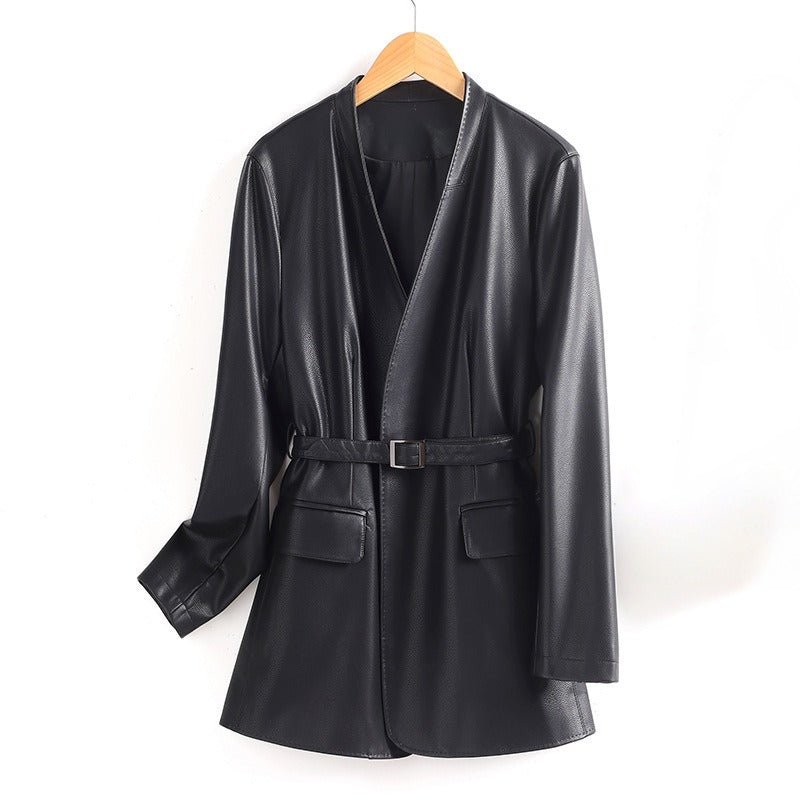 CELINA™ HANDMADE LEATHER BLAZER (Black XS) - | Zavonix