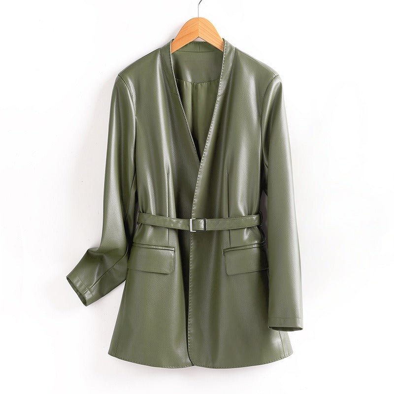 CELINA™ HANDMADE LEATHER BLAZER (Black XS) - | Zavonix