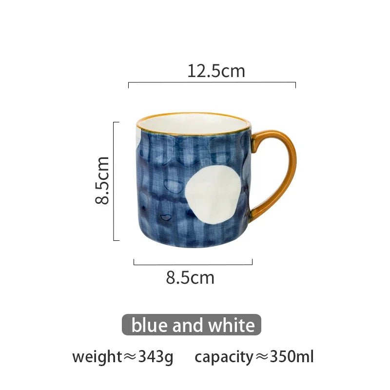 Ceramic Coffee Mug with Bold Blue and White Design – 350ml Pottery Mug, Dishwasher Safe, Artistic Accent 8