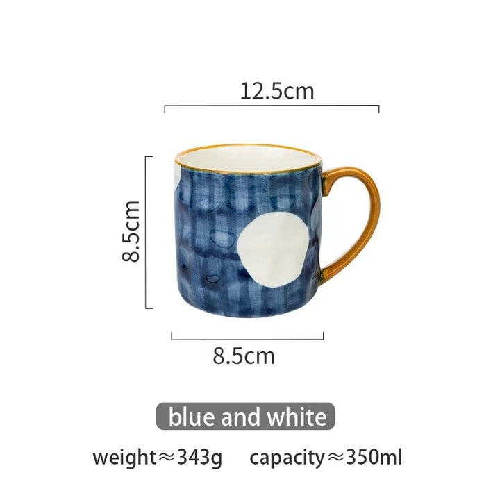 Ceramic Coffee Mug with Bold Blue and White Design – 350ml Pottery Mug, Dishwasher Safe, Artistic Accent 8