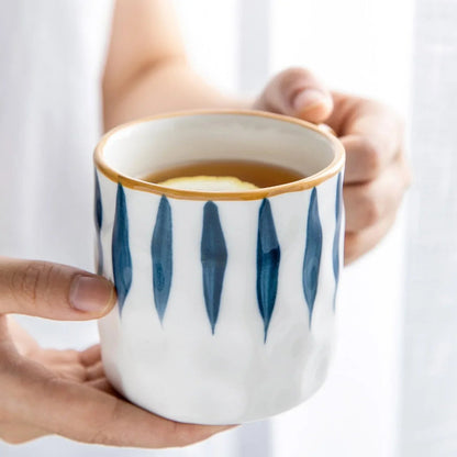 Ceramic Coffee Mug with Bold Blue and White Design – 350ml Pottery Mug, Dishwasher Safe, Artistic Accent 3
