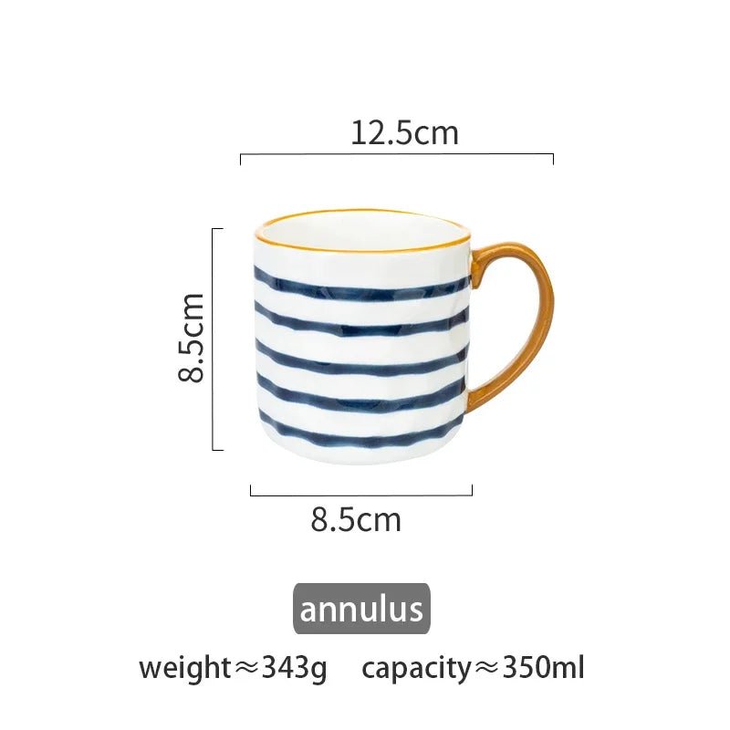 Ceramic Coffee Mug with Bold Blue and White Design – 350ml Pottery Mug, Dishwasher Safe, Artistic Accent 7