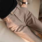 "Chevron Pattern" Tweed Trousers (Beige S) - | Zavonix
