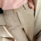 "Chevron Pattern" Tweed Trousers (Creamy - white S) - | Zavonix