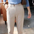 "Chevron Pattern" Tweed Trousers (Creamy - white S) - | Zavonix