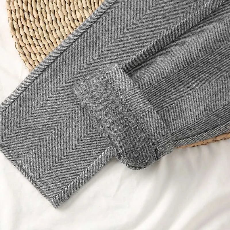 "Chevron Pattern" Tweed Trousers (Gray S) - | Zavonix