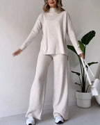 Chic Slit Casual Knit Duo Set 35$ TODAY ONLY (Apricot S) - | Zavonix
