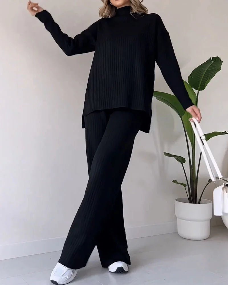 Chic Slit Casual Knit Duo Set 35$ TODAY ONLY (Apricot S) - | Zavonix