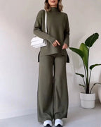 Chic Slit Casual Knit Duo Set 35$ TODAY ONLY (Army Green S) - | Zavonix