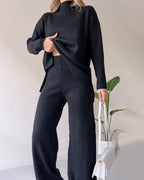 Chic Slit Casual Knit Duo Set 35$ TODAY ONLY (Black S) - | Zavonix
