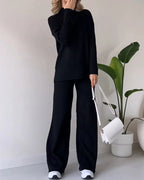 Chic Slit Casual Knit Duo Set 35$ TODAY ONLY (Black S) - | Zavonix