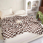 Classic Checkerboard Throw Blanket – Plush 100% Polyester Sofa Cover for Warmth and Comfort 1