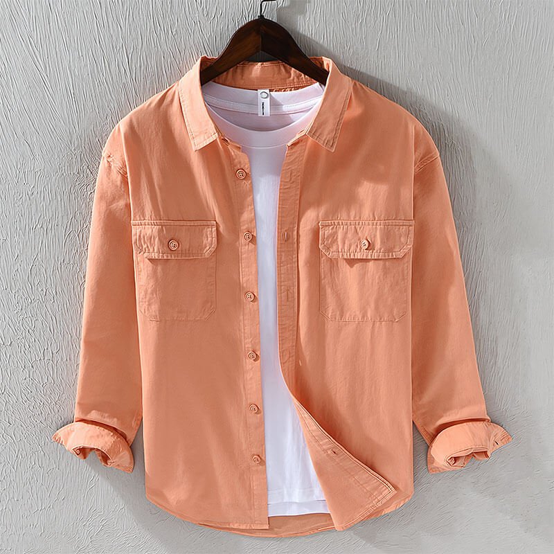 Classic Cotton Morrison Shirt (Peach XS) - | Zavonix