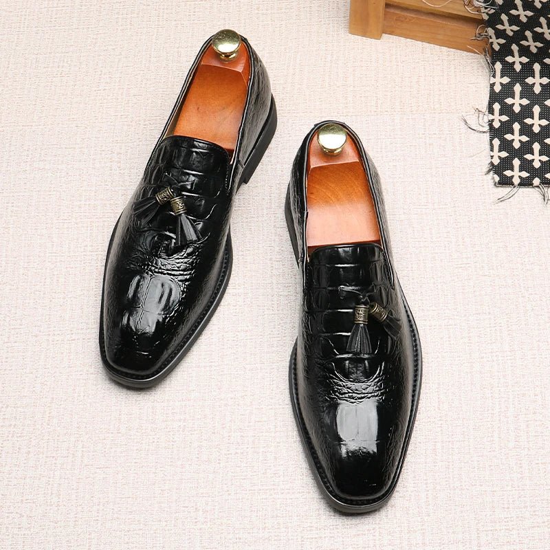Crocodile Leather Loafers (Black US 6 / EU 38) - | Zavonix