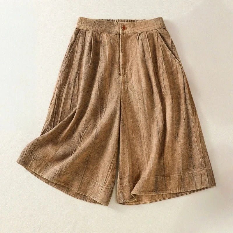 Coastline Breeze — Lightweight Linen Tie - Dye Shorts with High Waist (Light Gray XS) - | Zavonix
