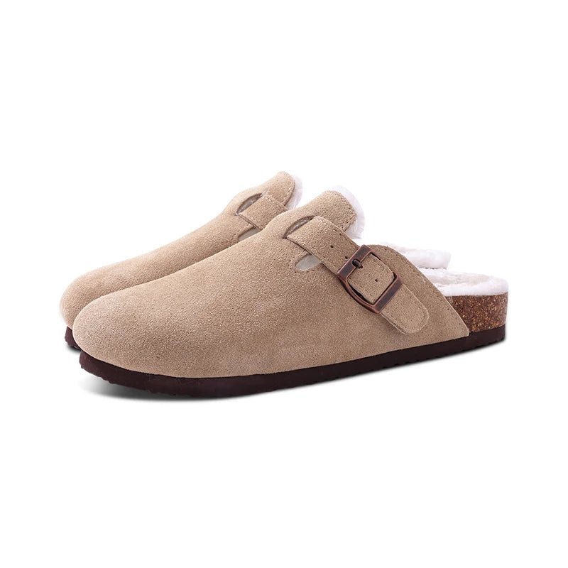 CozyFur Winter Slip - ons Lined Slippers for Warm Indoor Comfort (Apricot 36) - | Zavonix