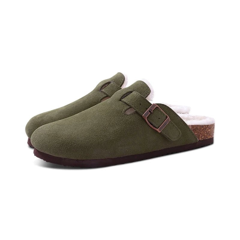 CozyFur Winter Slip - ons Lined Slippers for Warm Indoor Comfort (Army Green 36) - | Zavonix