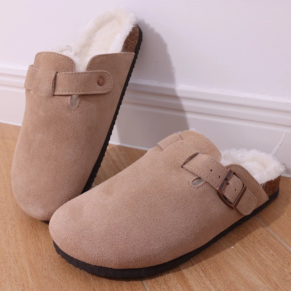 CozyFur Winter Slip - ons Lined Slippers for Warm Indoor Comfort (Brown 36) - | Zavonix