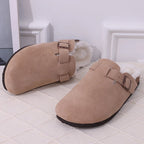 CozyFur Winter Slip - ons Lined Slippers for Warm Indoor Comfort (Brown 36) - | Zavonix