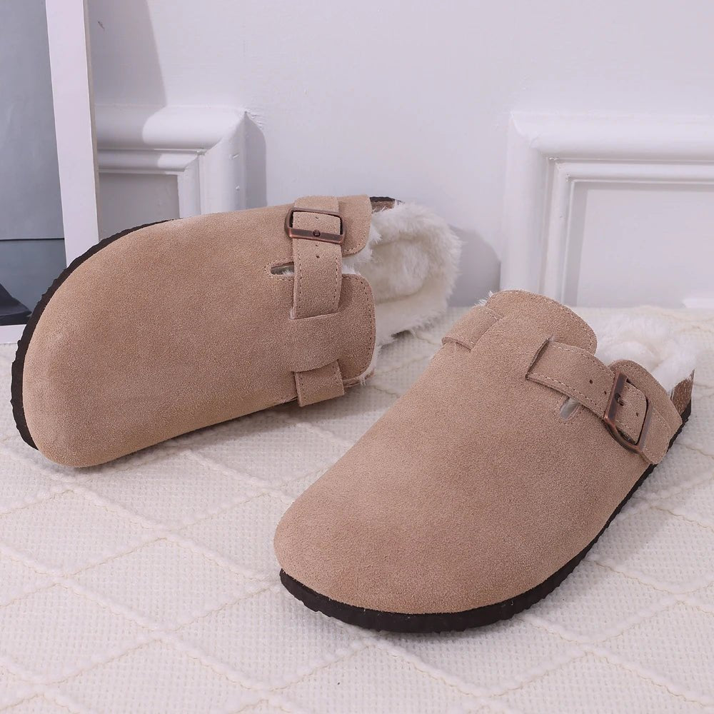 CozyFur Winter Slip - ons Lined Slippers for Warm Indoor Comfort (Brown 36) - | Zavonix
