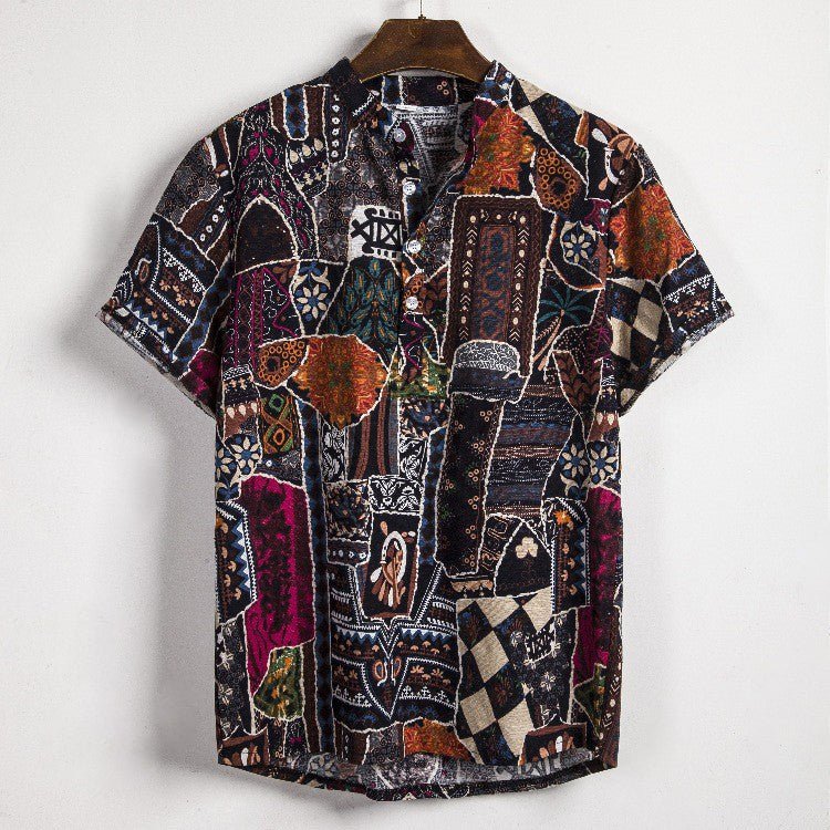 "Coconut Canopy" Check Shirt (Brown S) - Tropical shirt | Zavonix