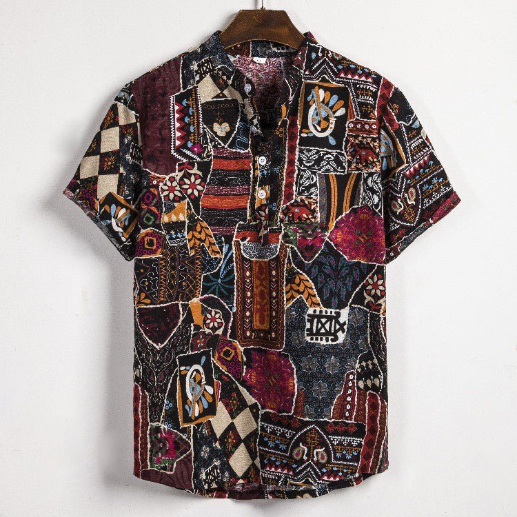 "Coconut Canopy" Check Shirt (Red S) - Tropical shirt | Zavonix