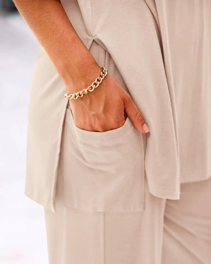 Comfort Two Piece Lounge Set Wide Leg Pocket Pants Product Image 09