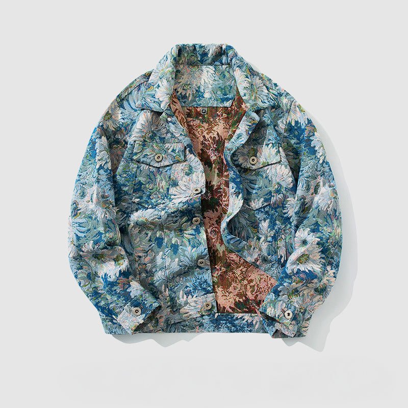 "Constar" Embroidered Denim Jacket (Brown S) - Denim jacket | Zavonix