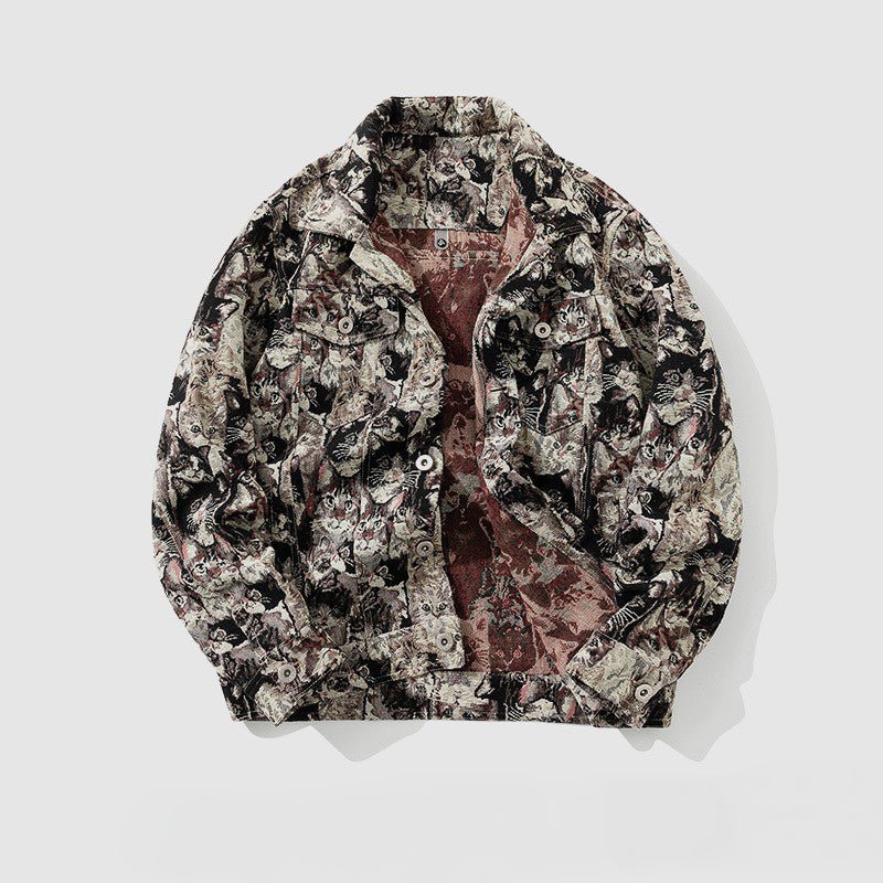 "Constar" Embroidered Denim Jacket (Brown S) - Denim jacket | Zavonix