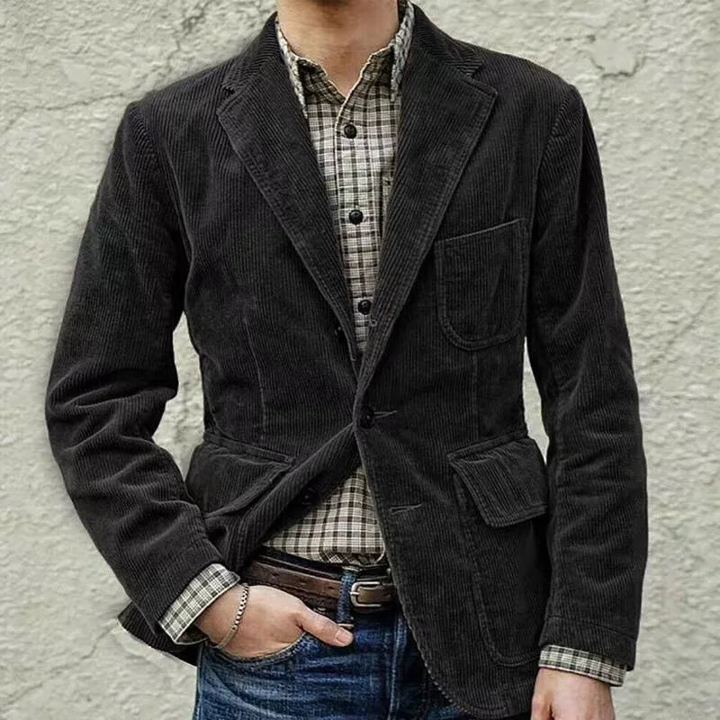 "Conte di Venezia" Vintage Corduroy Coat (Blue S) - | Zavonix