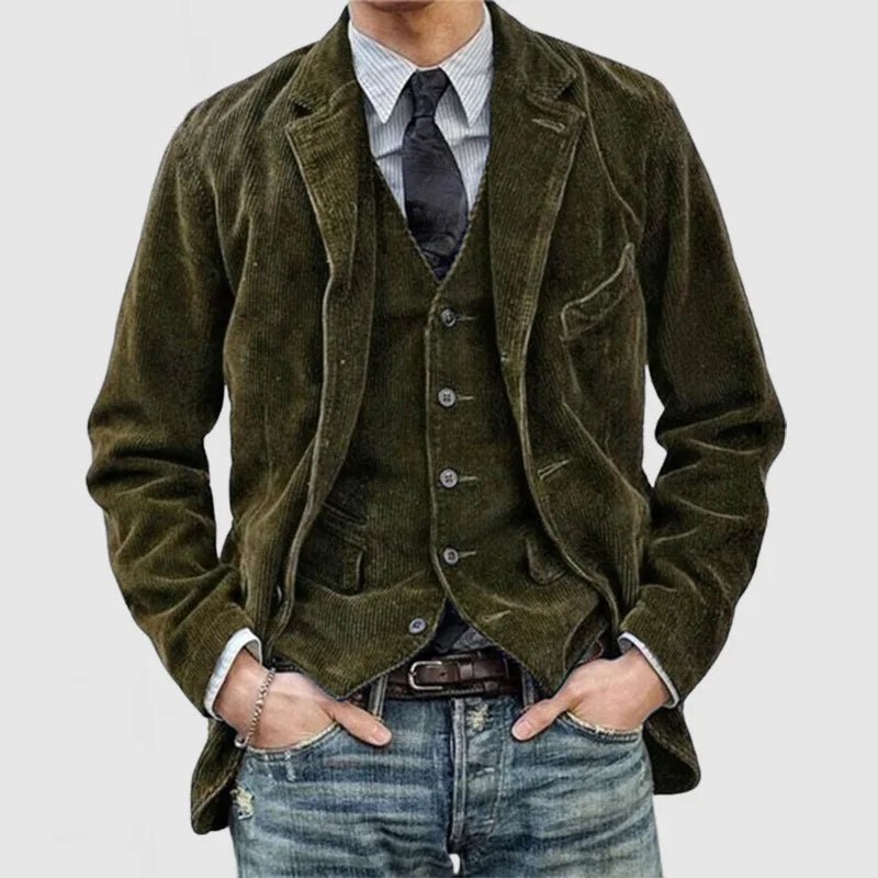"Conte di Venezia" Vintage Corduroy Coat (Blue S) - | Zavonix