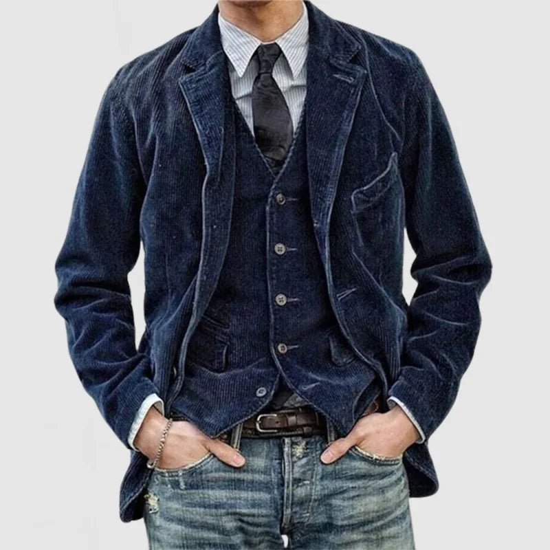 "Conte di Venezia" Vintage Corduroy Coat (Blue S) - | Zavonix