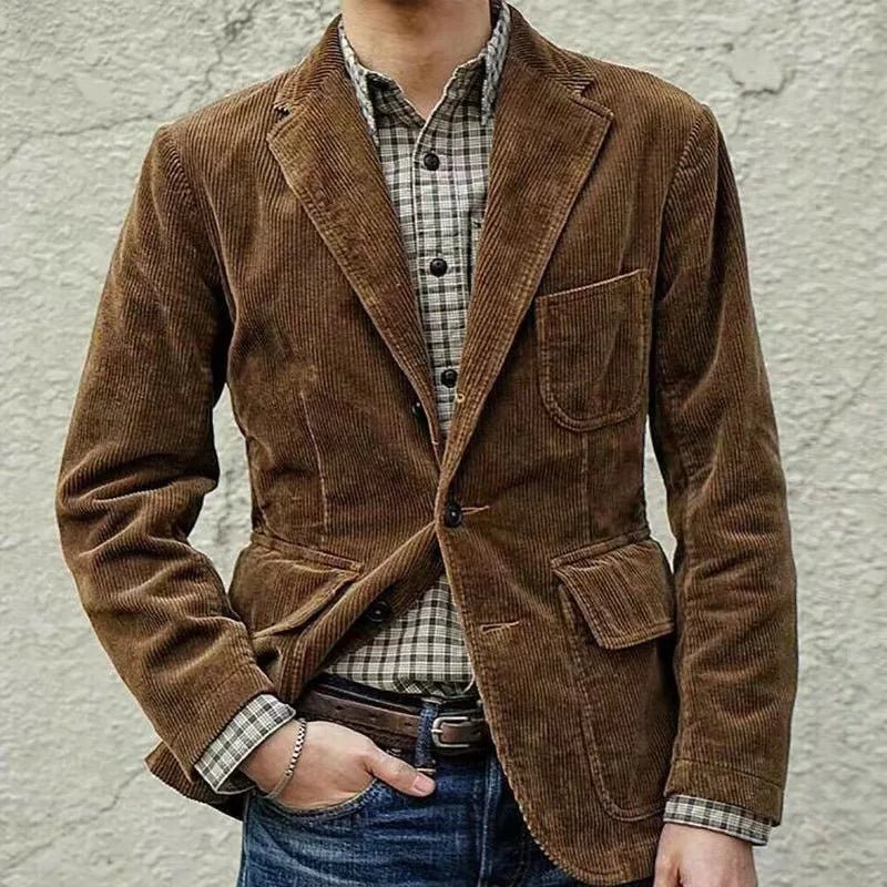 "Conte di Venezia" Vintage Corduroy Coat (Blue S) - | Zavonix