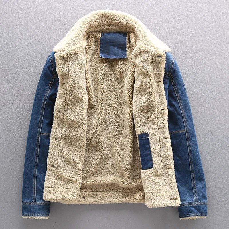 Corbin Jacket — Durable Denim Sherpa - Lined Jacket for Warmth (Blue S) - | Zavonix