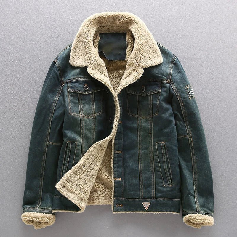 Corbin Jacket — Durable Denim Sherpa - Lined Jacket for Warmth (Dark Blue S) - | Zavonix