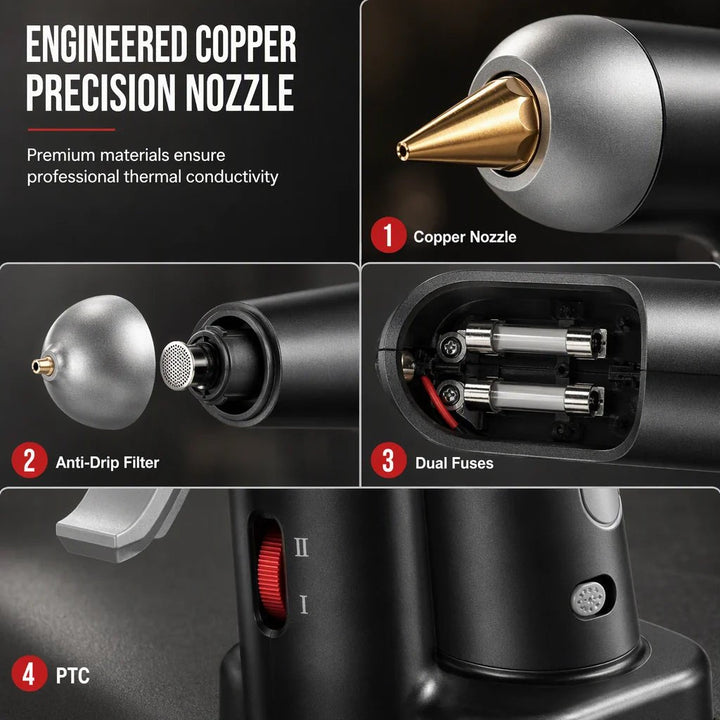 Cordless Hot Glue Gun Kit Copper Nozzle Product Image 05