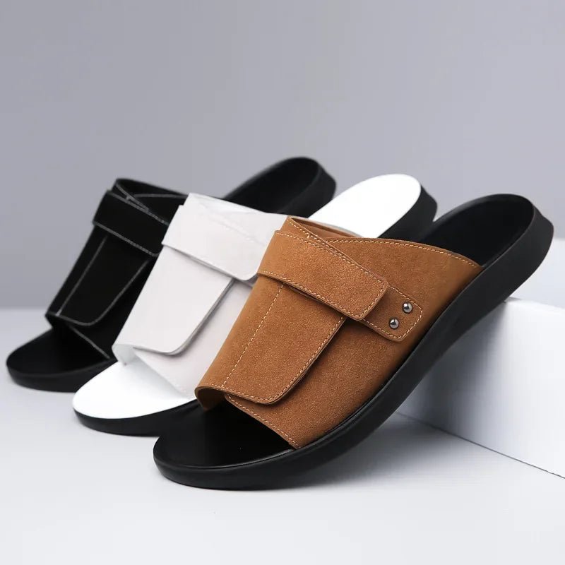 Corvella Leather Sandals (Black US 6 / EU 38) - | Zavonix