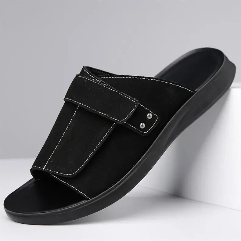 Corvella Leather Sandals (Black US 6 / EU 38) - | Zavonix