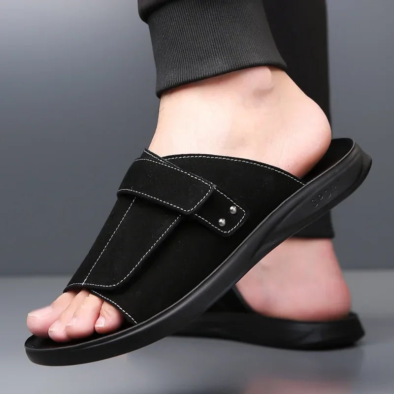 Corvella Leather Sandals (Black US 6 / EU 38) - | Zavonix