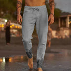 Cotton - Flax Blend Linen Pants (Light Blue S) - | Zavonix