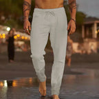 Cotton - Flax Blend Linen Pants (Light Blue S) - | Zavonix