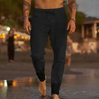 Cotton - Flax Blend Linen Pants (Light Blue S) - | Zavonix