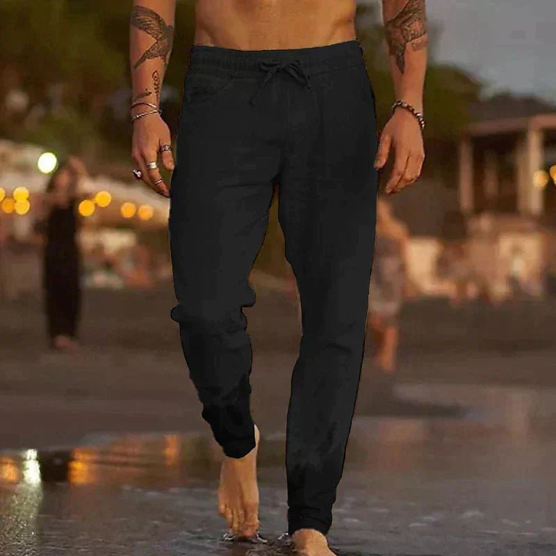 Cotton - Flax Blend Linen Pants (Light Blue S) - | Zavonix