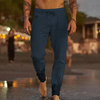 Cotton - Flax Blend Linen Pants (Light Blue S) - | Zavonix