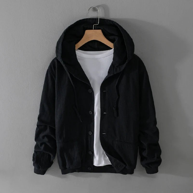 Cotton - Linen Blend Hoodie™ — Stay Cool, Dry, and Effortlessly Stylish All Day Long (Black XS) - | Zavonix