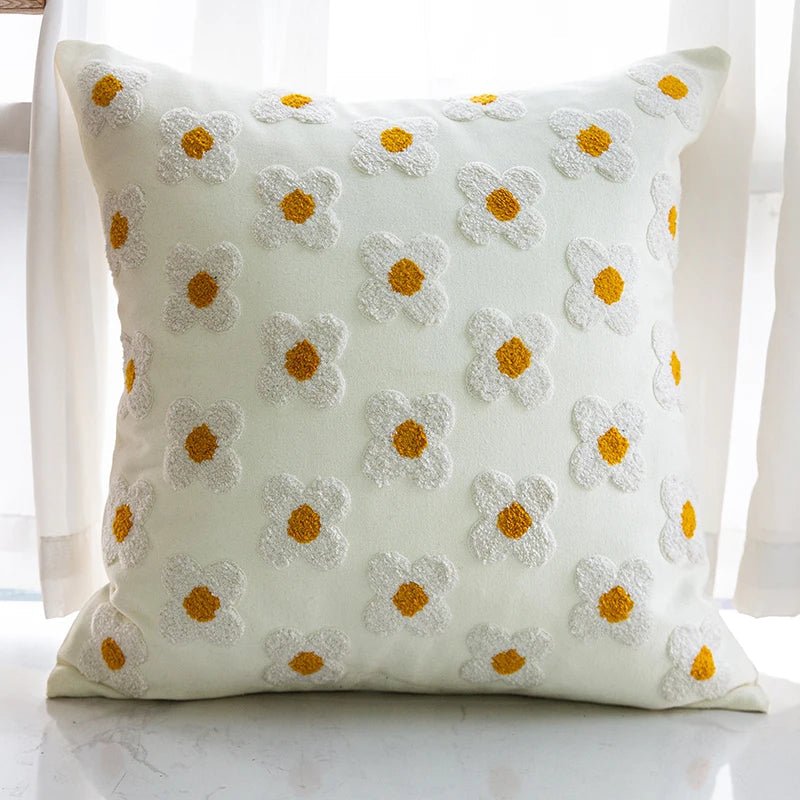 Cozy Cotton-Poly Blend Pillow with Spring Floral Embroidery – 45x45cm Decorative Cushion 7