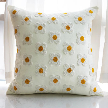 Cozy Cotton-Poly Blend Pillow with Spring Floral Embroidery – 45x45cm Decorative Cushion 7
